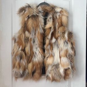 Natural silver fox fur vest sz S/M
